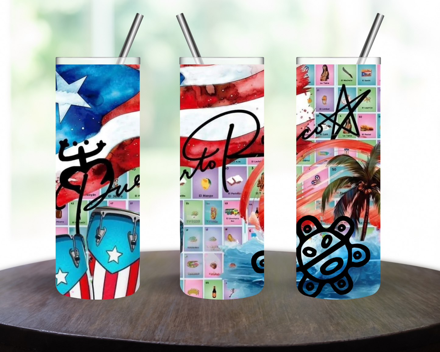 Stainless Steel PUERTO RICO 20oz Skinny Tumbler