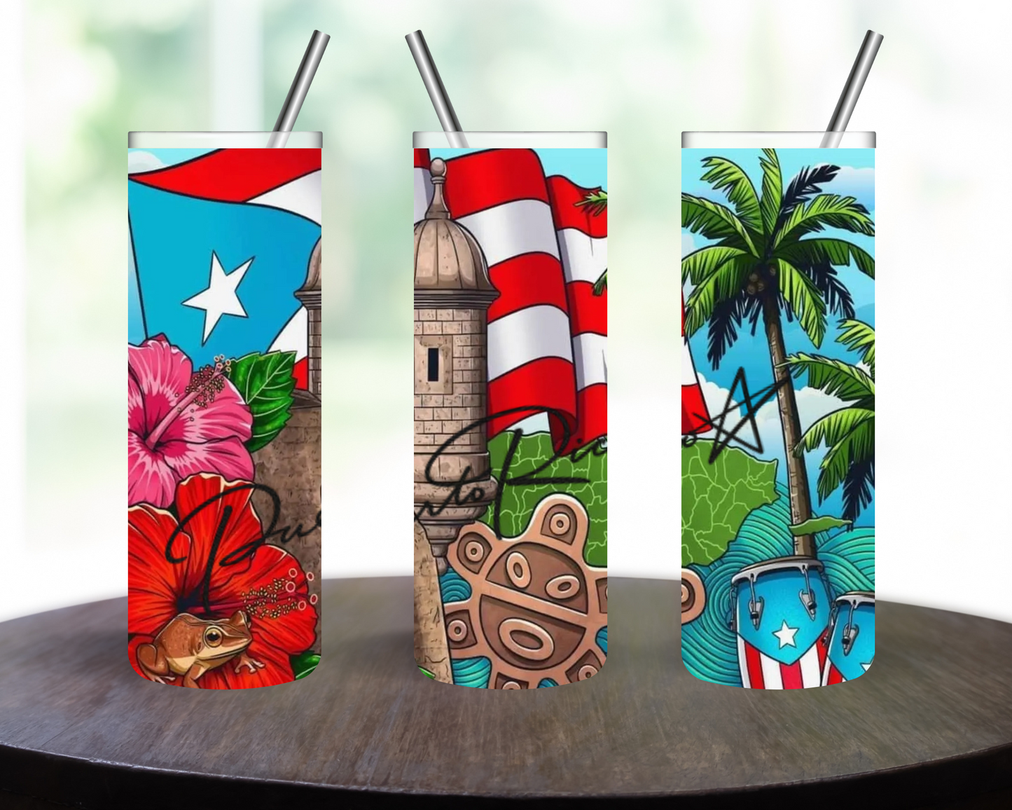 Stainless Steel PUERTO RICO 20oz Skinny Tumbler