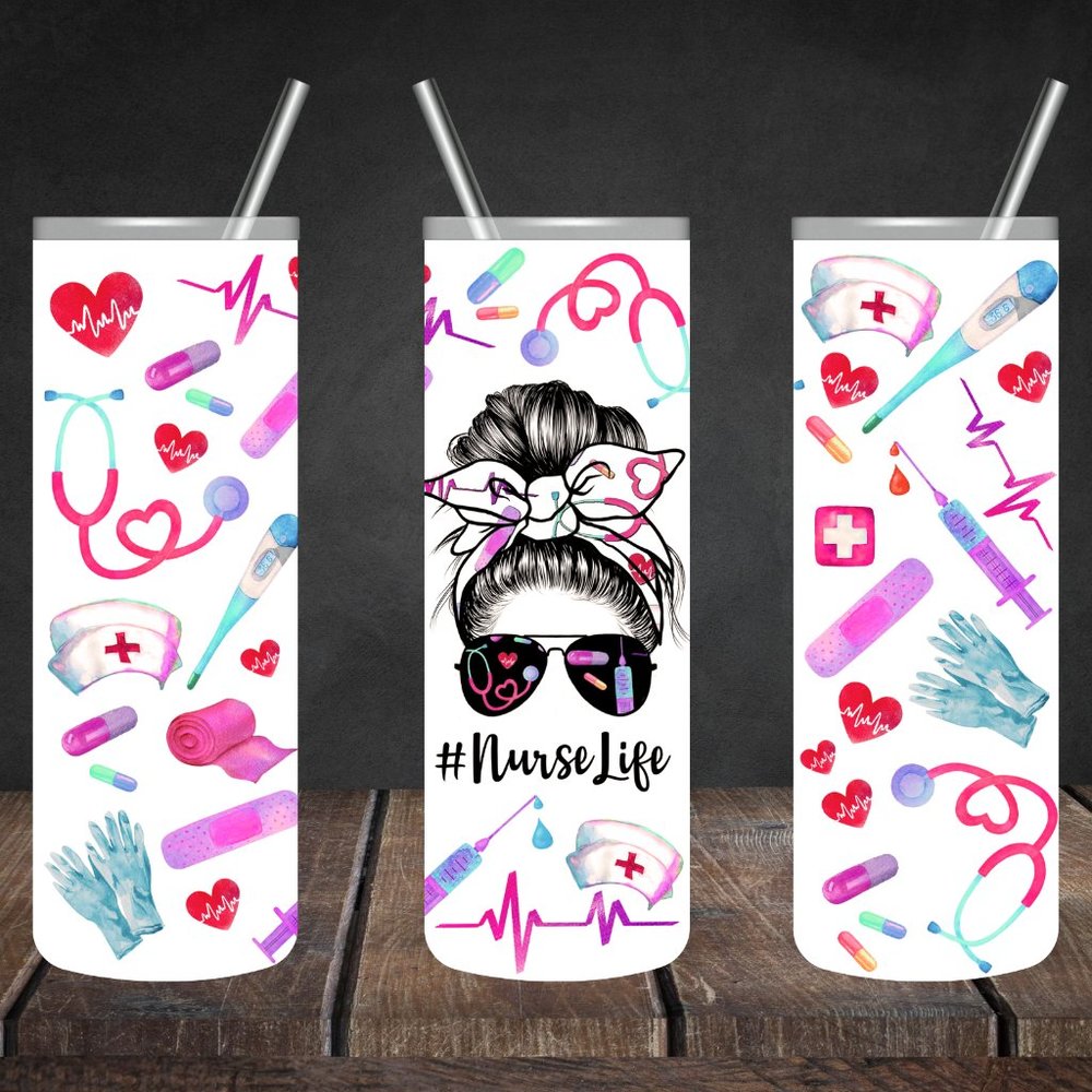 Stainless Steel #Nurselife 20oz Skinny Tumbler