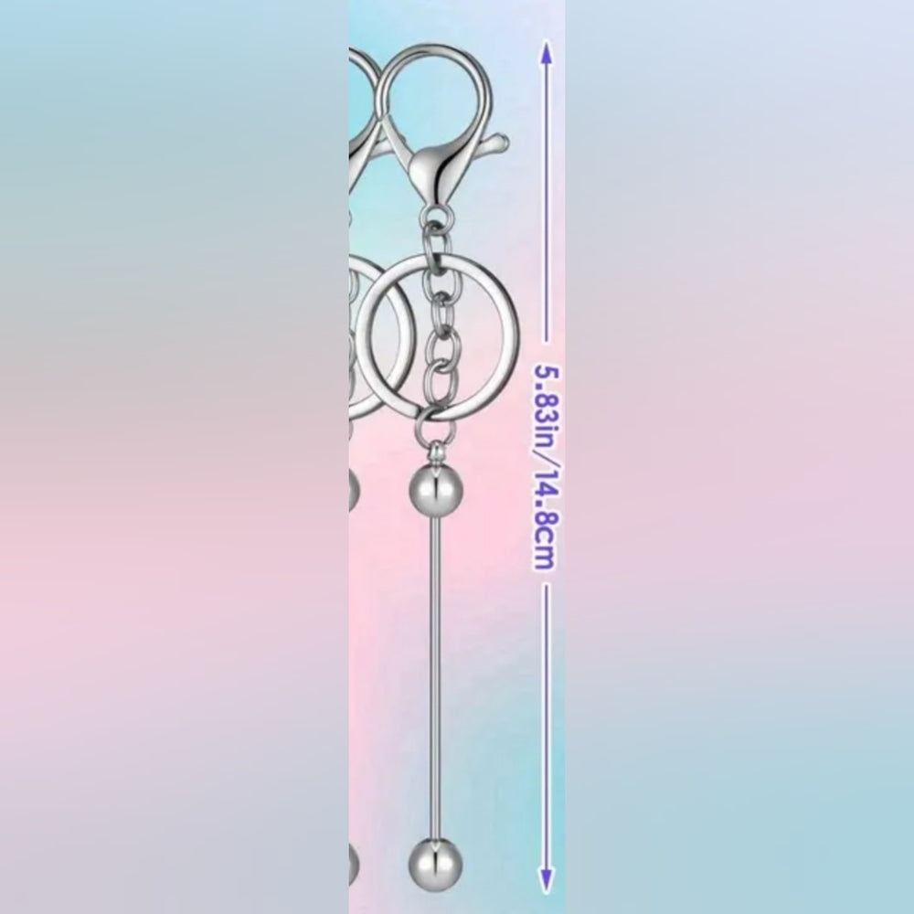 Stainless Steel Black Silicone Beads Keychain