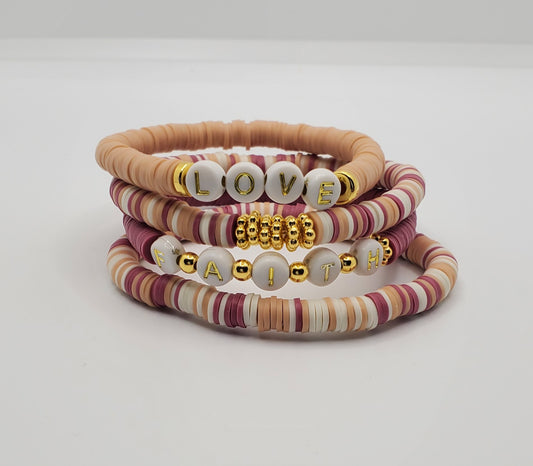 Faith & Love Heishi Beads Stack 4 pcs set 7"