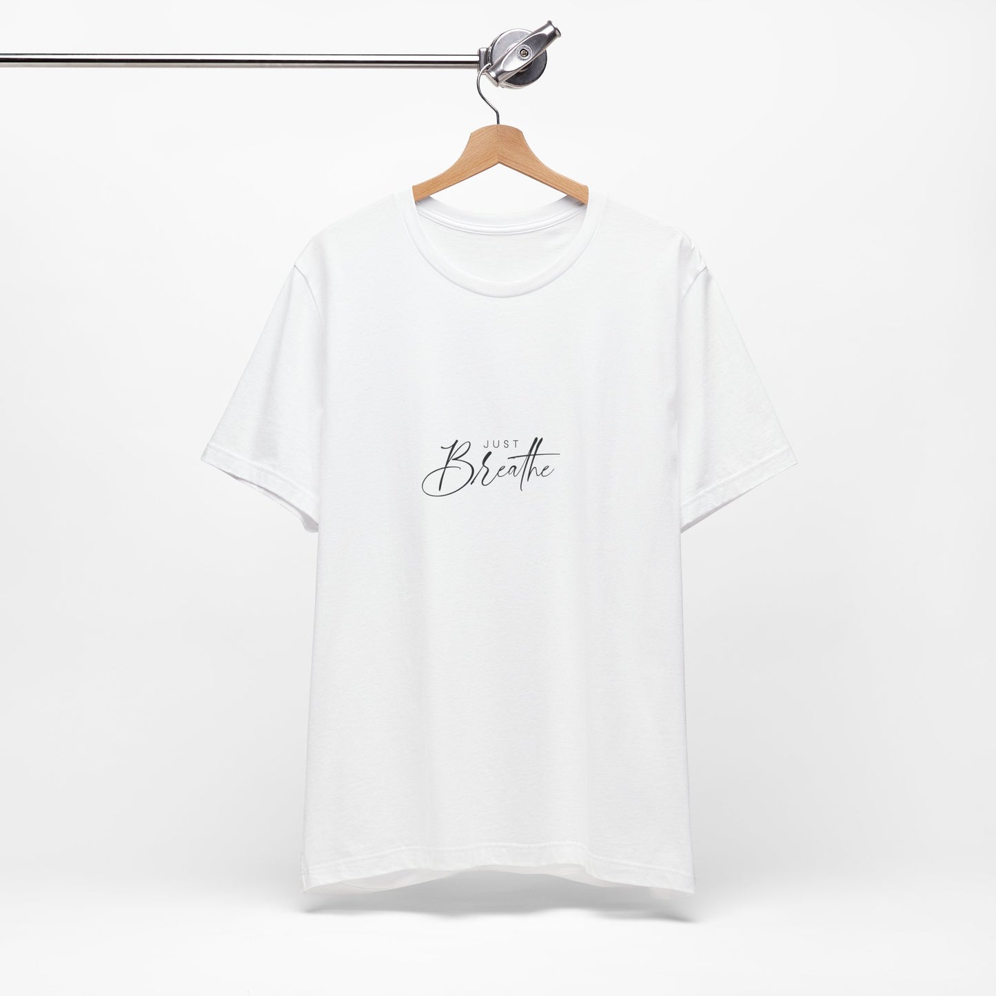 Just Breathe Minimalist Tee | Inspirational Script | Bella Canvas