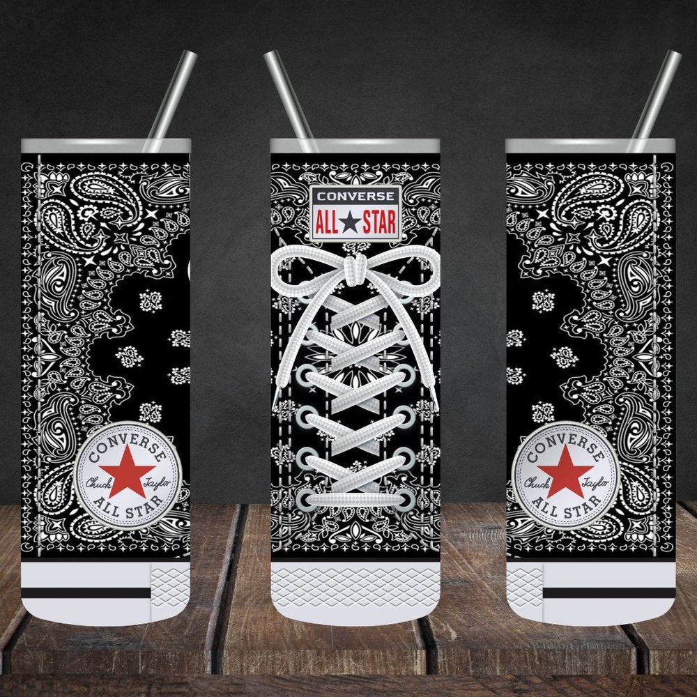 Blk Bandana Converse 20oz Skinny Tumbler