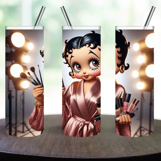 Free Head& Wrist band w/ Let's Do Makeup Betty Boop 20oz Skinny Tumbler