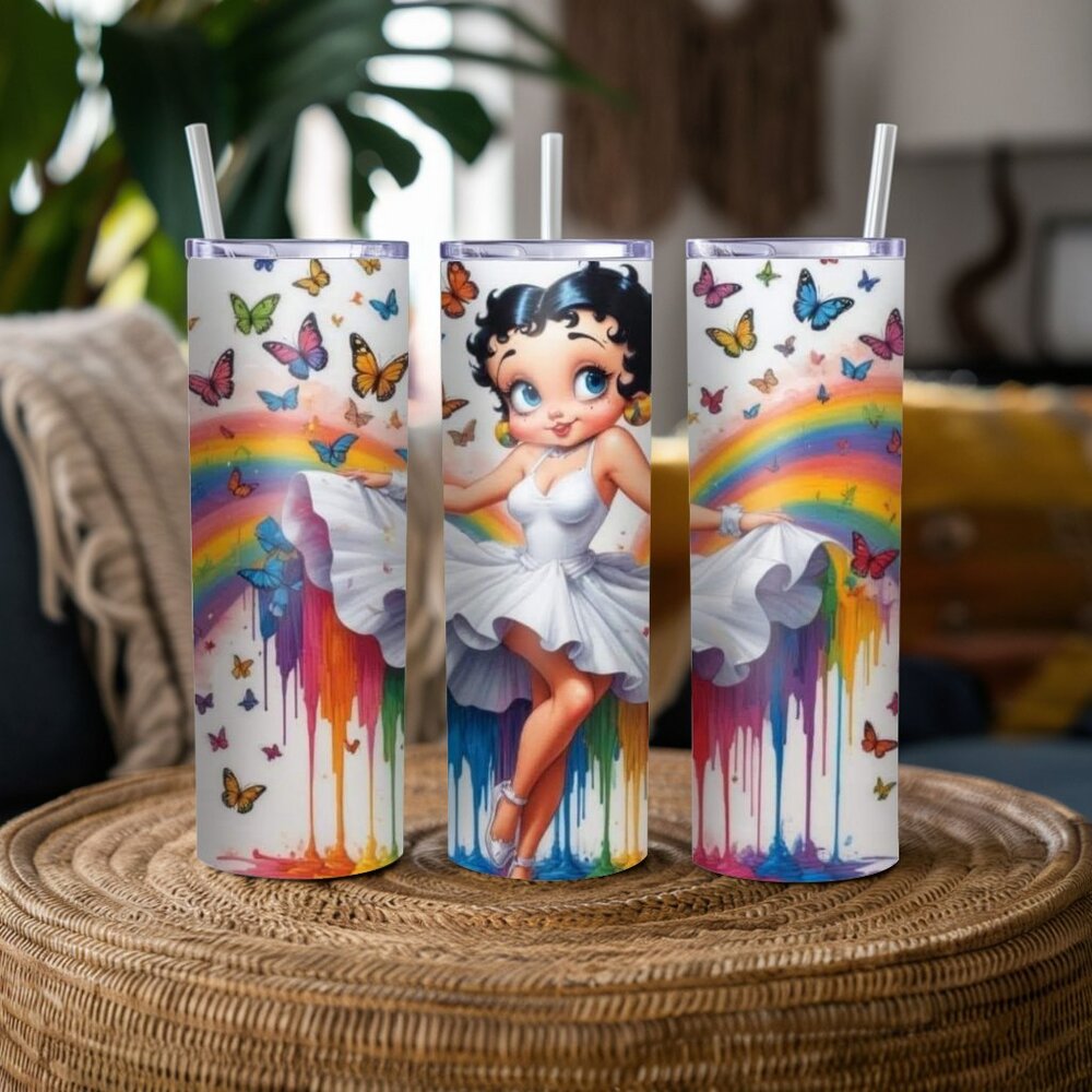 Betty Boop Rainbow Style 20oz Stainless Steel 20oz Skinny Tumbler