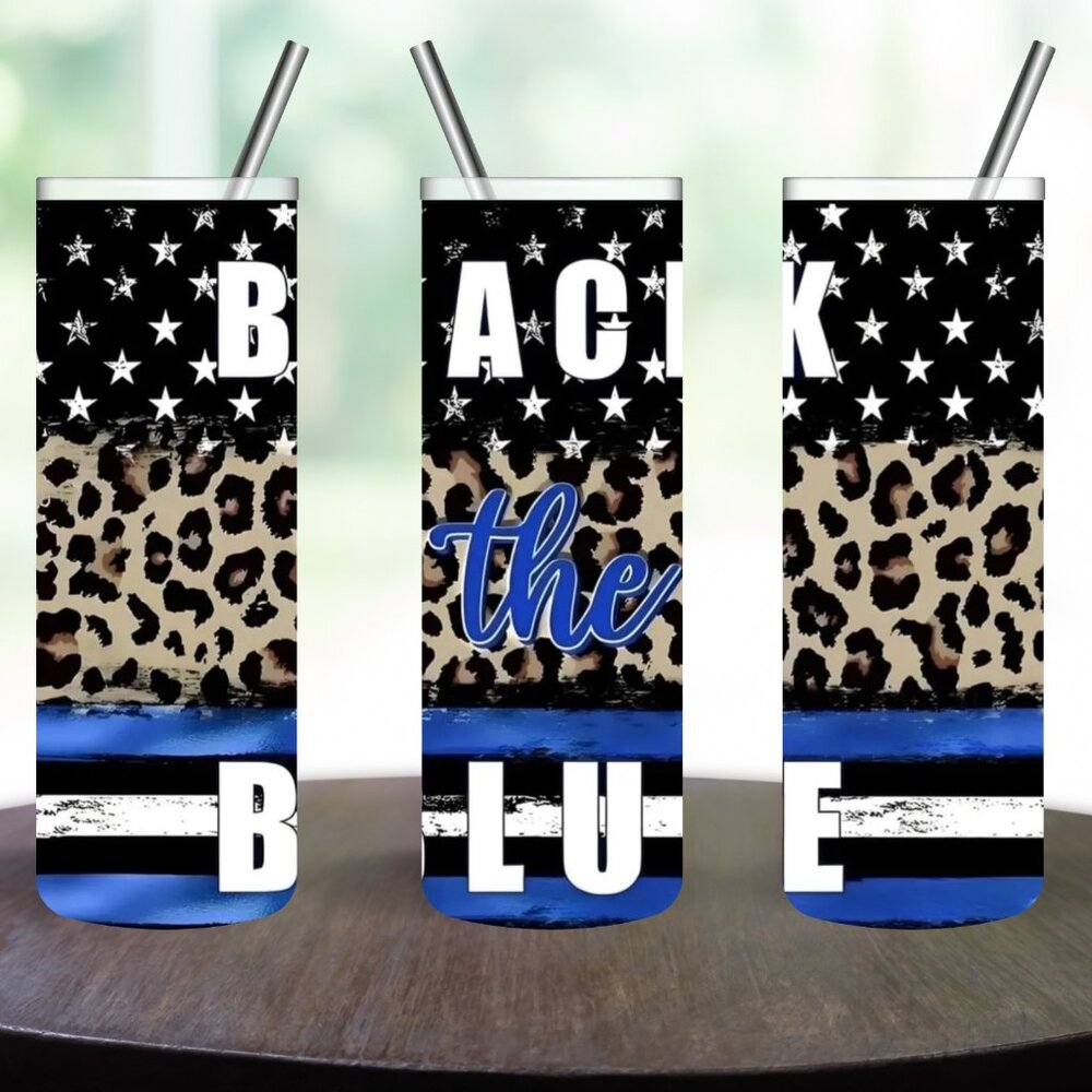 Back the Blue Stainless Steel 20oz Skinny Tumbler