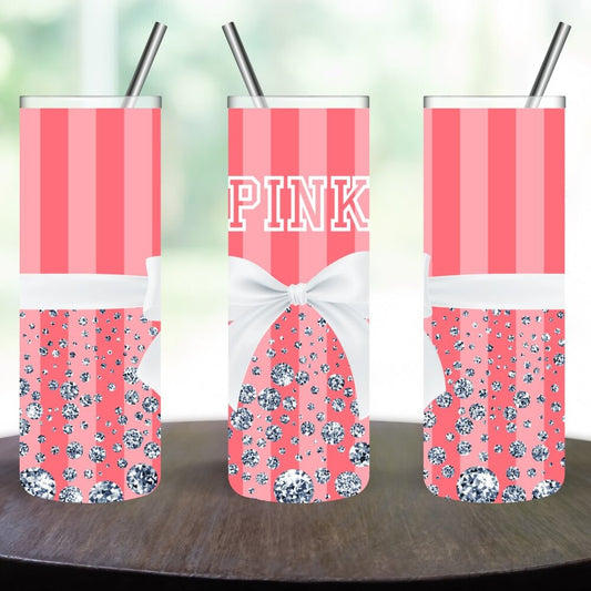 Pink & Diamonds Stainless Steel 20oz Skinny Tumbler