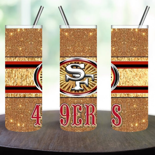 Gold & Glitter 49ERS Stainless Steel 20oz Skinny Tumbler