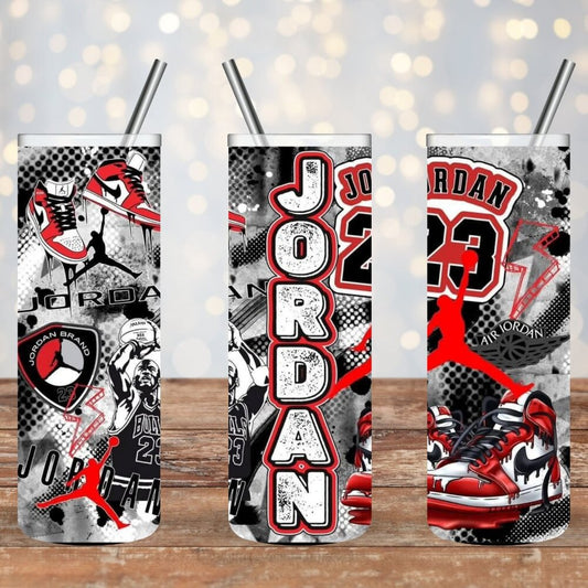 Red & Black J's Stainless Steel 20oz Skinny Tumbler