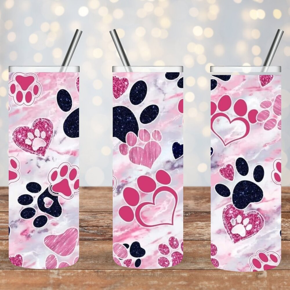 Sublimation Pup Paws 20oz Skinny Tumbler