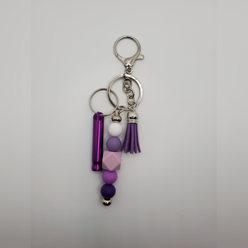 Stainless Steel Silicone Beads Keychain with Whistle