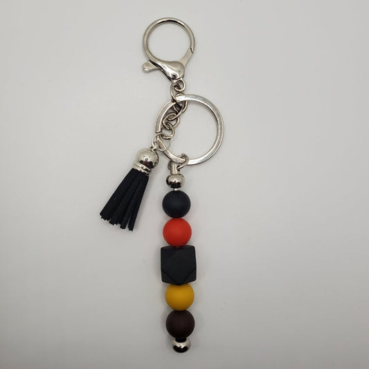 Stainless Steel Black Silicone Beads Keychain