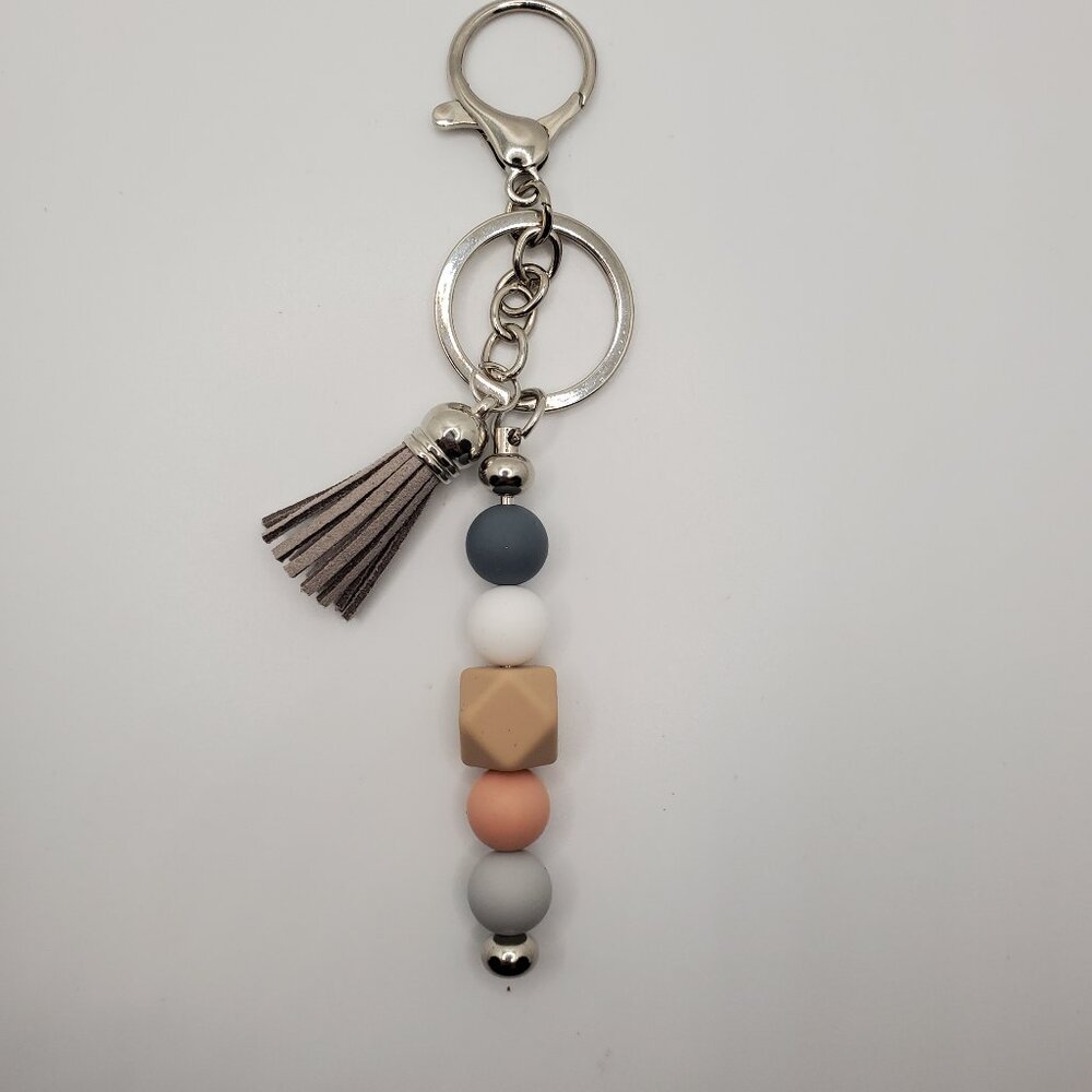 Stainless Steel Neutral Silicone Beads Keychain