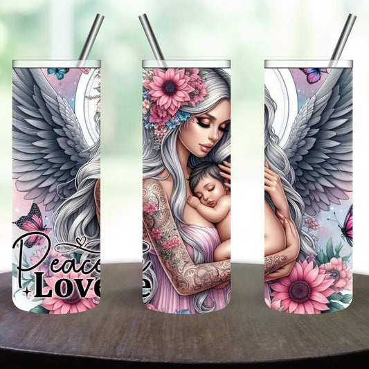 Love & Peace Stainless Steel 20oz Skinny Tumbler