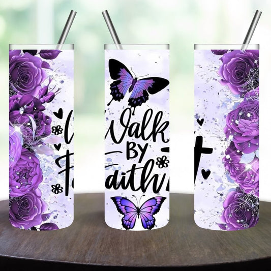 Walk by Faith Stainless Steel 20oz Skinny Tumbler